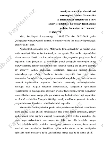 amaliy matematika va intelektual texnologiyalar — DOC