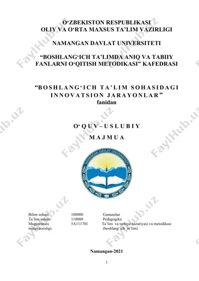 boshiqi ta'limda aniq va tabiiy fanlarni o‘qitish metodikasi majmuasi — DOC