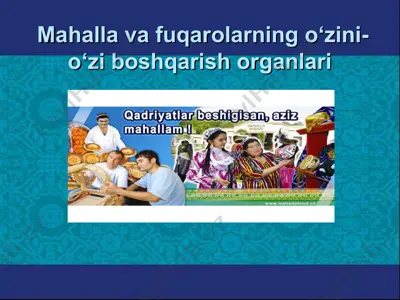 mahalla va fuqarolarning o‘zini-o‘zi boshqarish organlari — PPT