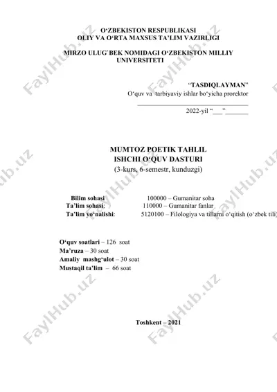 mumtoz poetik tahlil ishchi o‘quv dasturi — DOC