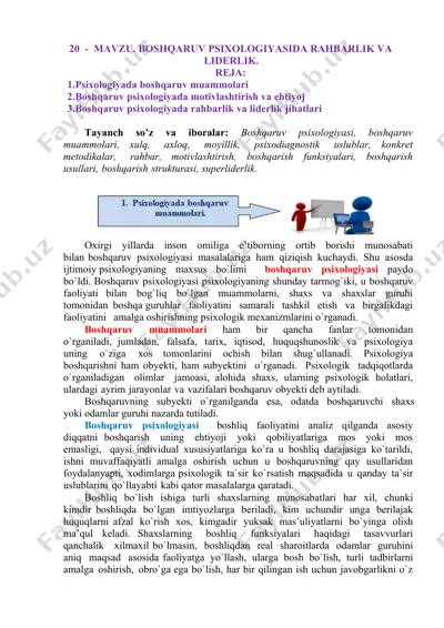 boshqaruv psixologiyasida rahbarlik va liderlik — DOCX