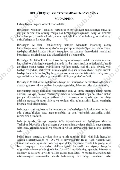 bola huquqlari to‘g‘risidagi konvensiya — DOCX
