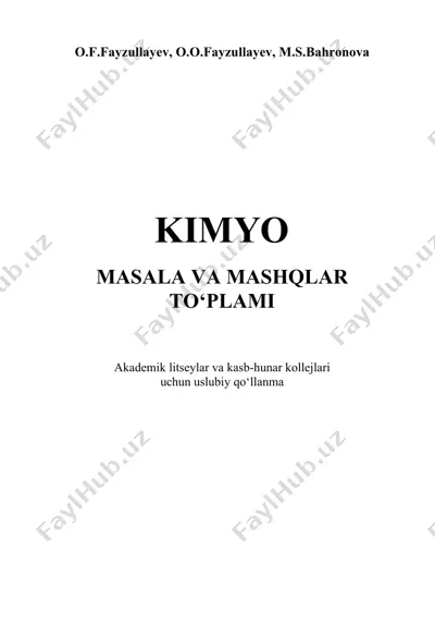 kimyo. masala va mashqlar to‘plami — DOC