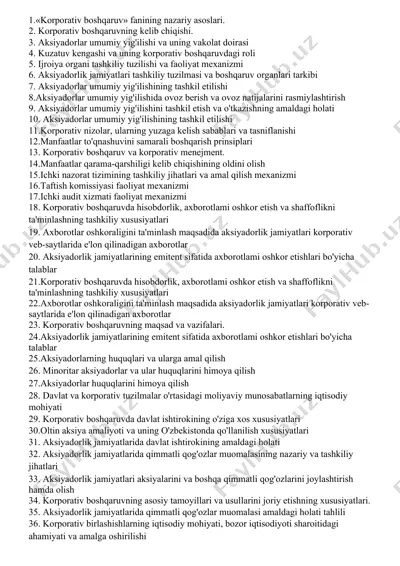 korporativ boshqaruv fanining nazariy asoslari — DOCX