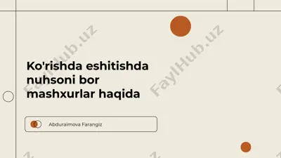 mashxurlar va ularning nuhsonlari — PPTX