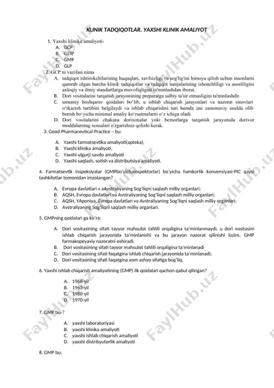 klinik tadqiqotlar. yaxshi klinik amaliyot — DOCX