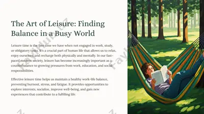the art of leisure: finding balance in a busy world — PPTX
