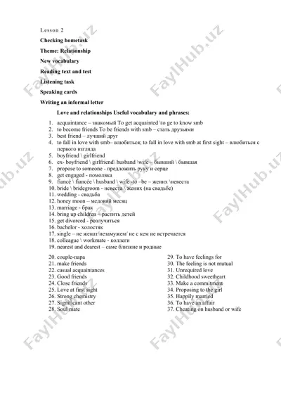 relationships vocabulary lesson — DOCX