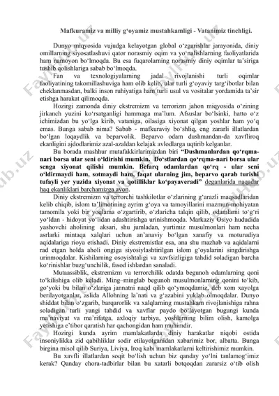 diniy ekstremizm va terrorizm — DOC