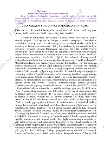 tavakkalni boshqarish — DOCX