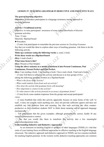 teaching grammar in deductive and inductive ways — DOCX