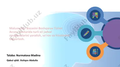 access ma'lumotlar bazasini boshqarish tizimi — PPTX