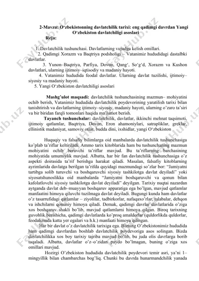 o‘zbekistonning davlatchilik tarixi — DOC