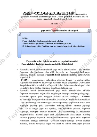 fuqarolik holati dalolatnomalarini qayd etish mashg'uloti — DOCX