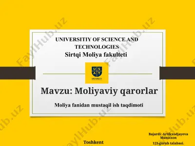 moliyaviy qarorlar — PPTX