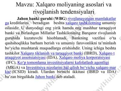 xalqaromoliyaning asoslari va rivojlanish tendensiyalari — PPTX