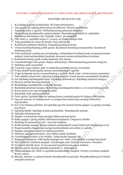 kuchlanish va deformatsiya — DOCX