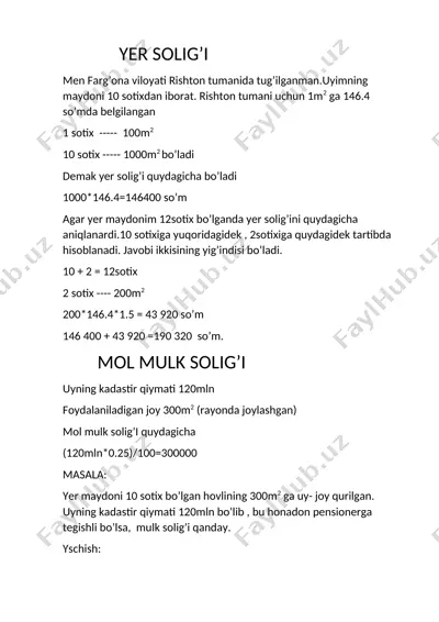 soliqlar va solig'lar — DOCX
