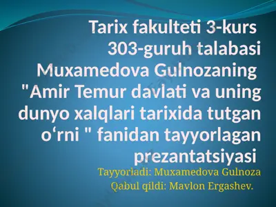 amir temur tuzuklari — PPTX