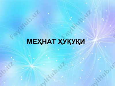 меҳнат ҳуқуқи — PPTX