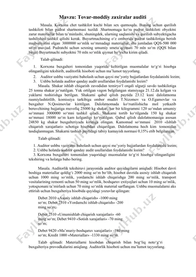 tovar-moddiy zaxiralar auditi — DOCX