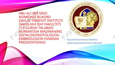 gistalogiya, sitologiya, embriologiya fanidan prizentatsiya — PPTX