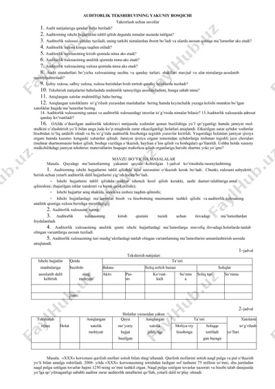 auditorlik tekshiruvining yakuniy bosqichi — DOCX