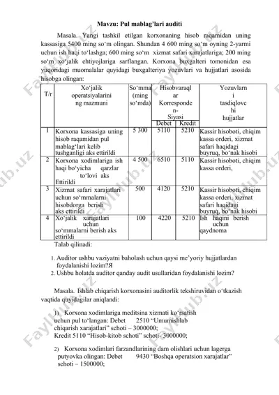 pul mablag’lari auditi — DOCX