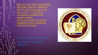 gistalogiya sitologiya-embriologiya fanidan prezintatsiya — PPTX