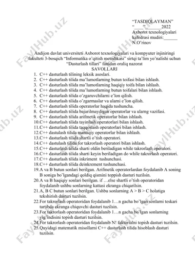 informatika o‘qitish metodikasi — DOC
