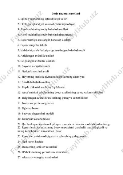 atrof-muhitni iqtisodiy baholash usullari — DOCX