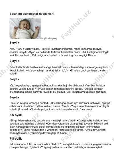 bolaning psixomotor rivojlanishi — DOCX