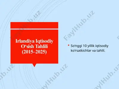 irlandiya iqtisodiy o‘sish tahlili (2015–2025) — PPTX