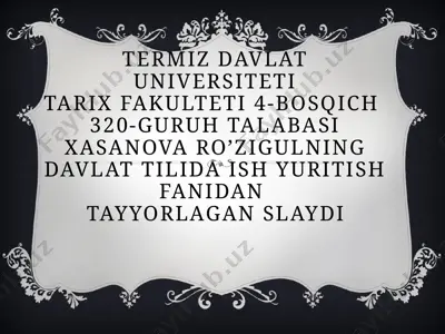 davlattilida ish yuritish fanidan tayyorlagan slayd — PPTX