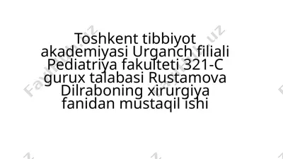 pediatriya fanidan tayyorlangan ish — PPTX