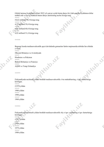 global tarmoq foydaluvchilari statistikasi — DOCX