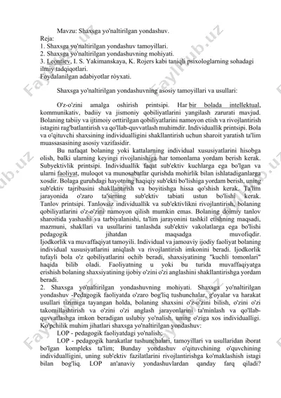 shaxsga yo'naltirilgan yondashuv — DOCX