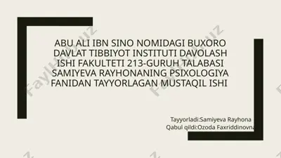 inson xotirasi va uning rivojlanish jarayoni — PPTX