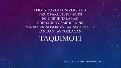 tarix fanining alohida sohasi sifatida rivojlantirilishi — PPTX