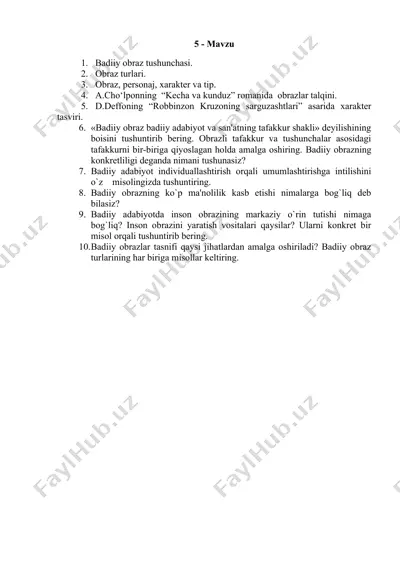 badiiy obrazlar tushunchasi — DOCX