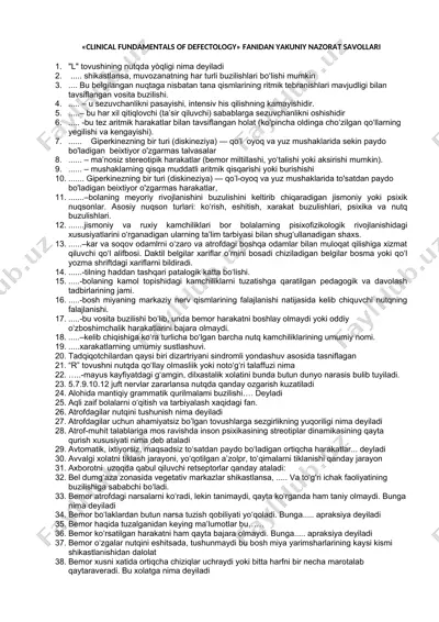 clinical fundamentals of defectology — DOC