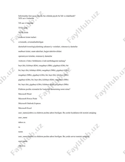 informatika fanining tarixiy rivojlantirilishi — DOC
