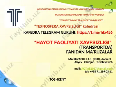 "hayot faoliyati xavfsizligi" — PPTX