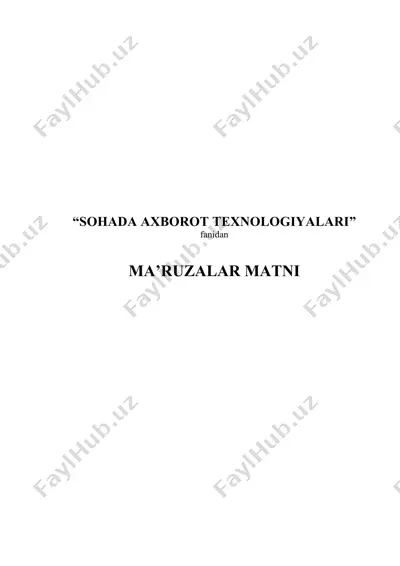 "sohada axborot texnologiyalari" — DOCX