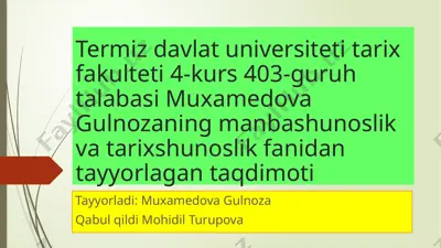mustaqillik yillarida tarix fanini rivojlanishi — PPTX