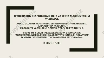 "adabiyotshunlikka kirish va adabiyotshunoslik nazaryasi" — PPTX