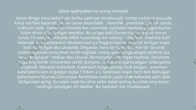 islom qadriyatlari va uning mohiyati — PPTX