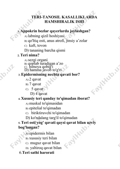 teri-tanosil kasalliklarda hamshirlik ishi — DOC
