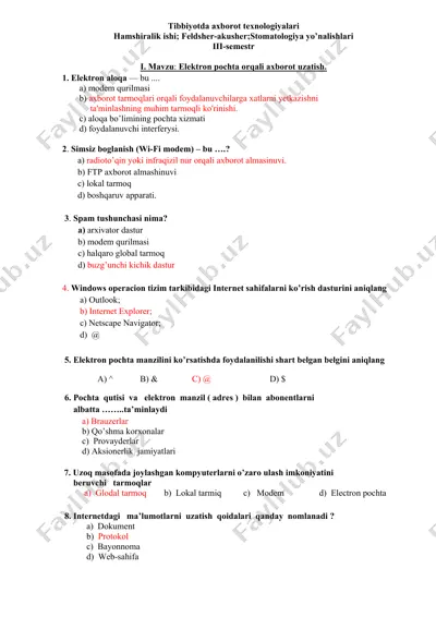 tibbiyotda axborot texnologiyalari — DOCX
