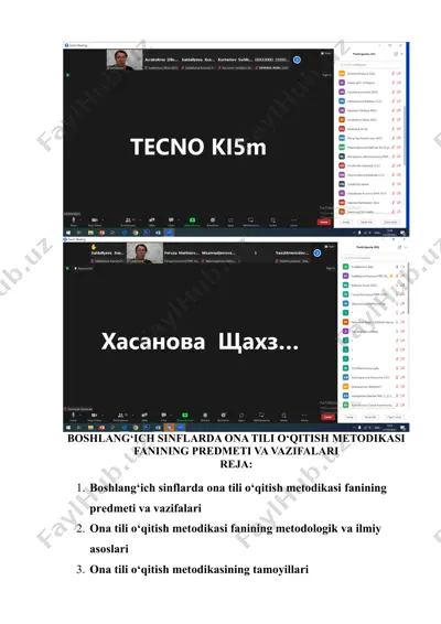 boshlang‘ich sinflarda ona tili o‘qitish metodikasi fanining predmeti va vazifalari — DOCX